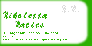 nikoletta matics business card